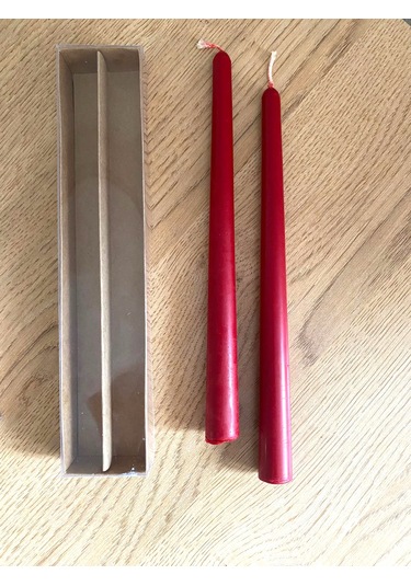 Şamdan Mum - 2 'lü Set % 100 Soya Wax Doğal Mum Kırmızı Renk