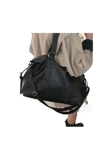 Luckydog Yeni Kore Rahat Çanta, Siyah, Büyük Kapasiteli Messenger Çanta Spor Çantası Siyah