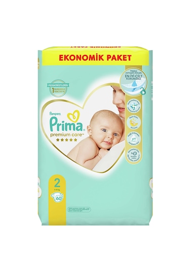 Prima Premium Care Bebek Bezi 2 Beden Jumbo Paket 60 Adet