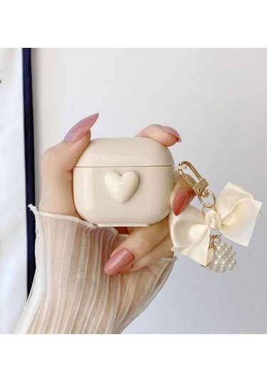 Iphone 3. Nesil Uyumlu Koruyucu Bluetooth Kulaklık Kılıfı Kalp Figürlü Kalp Airpods 3. Nesil