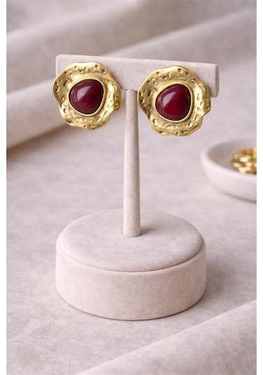Bordo Çukur Küpe Renkli