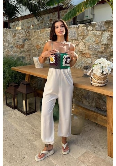 Jasmin Süzüneli Keten Tulum 1280-08 Ekru