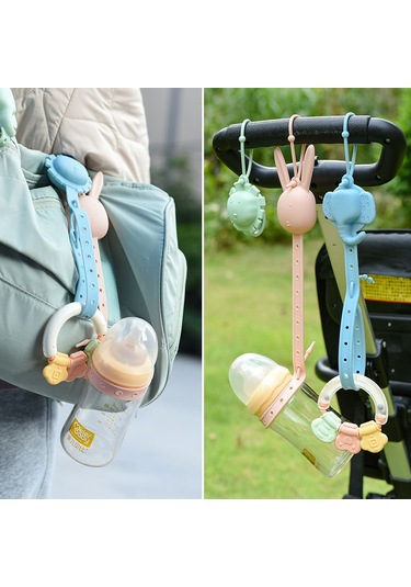 Reedark Yumuşak Silikon Tavşan Desenli Bebek Diş Fırçası Zinciri - Düşme Engeli, Ayarlanabilir Askı, Taşınabilir Saklama Özelliği Pembe