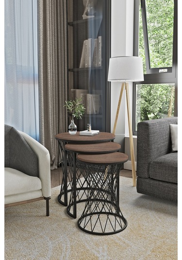Emga Home Zenith Zigon Sehpa - Ceviz Ceviz