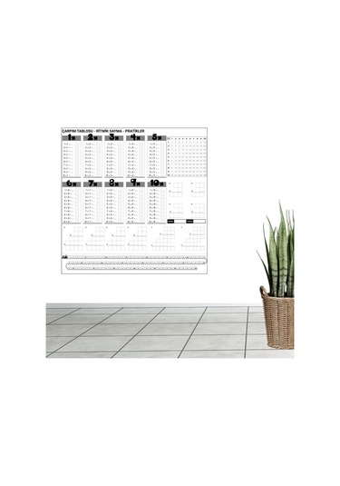 Ollevra Çarpım Tablosu Ezberleme Manyetik Duvar Stickerı 105 X 100 Cm Beyaz
