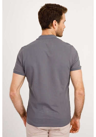 Igs Modernfit Dar Kalıp Erkek Polo Yaka Tişört Koyu Gri