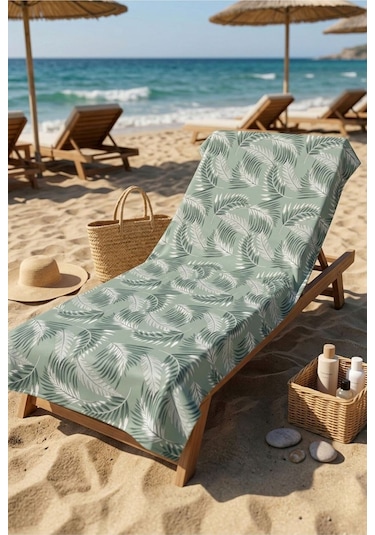 Modern Botanik Yeşil Plaj Havlusu 70 X 150 Cm Yeşil - Yeşil