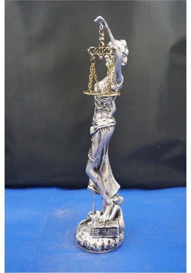 Themis Adalet Tanrıçası Heykeli 32 Cm Avukatlar İçin Dekoratif Biblo, Ev & Ofis Aksesuarı Gümüş