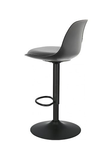 Bürocci Nadya Bar Sandalyesi - Gri Deri - Mat Siyah Ayaklı - 9537y0125 Gri