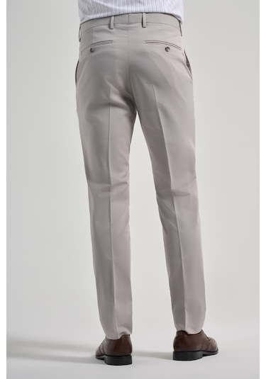 İmza Açık Krem Esnek Yandan Cepli Slim Fit Classic Pantolon 1003250106 Açık Krem