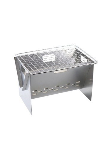 Vkemall Açık Havada Kullanışlı Paslanmaz Çelik Barbekü Sobası Piknik Mini Katlanır Odun Sobası Kamp Kartı Yakma Sobası Gümüş