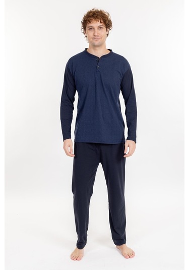 Erkek 1004 Jakarlı Süprem Pijama Takımı Lacivert Lacivert