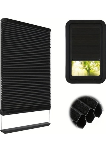 Trendooze Cloud011 Siyah Alüminyum Kumaş Karavan Kapı Stor Perde 12x21 Inch Güneşlik Kapı Koruma Siyah