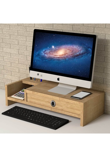 Emkawood Mira Monitör Yükseltici Laptop Sehpası Safir Meşe