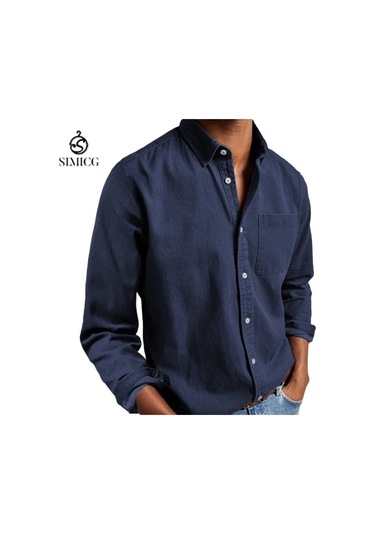 Erkek Gömleği Uzun Kollu Yakalı Erkek Gömleği Lacivert