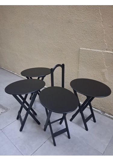 Zigon Çanta Oval 90540 Dörtlü Model Ahşap Mdf Parlak Siyah Lake El Yapımı Siyah