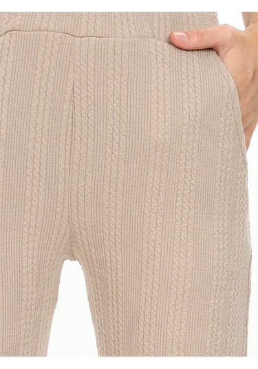 Denokids Kız Çocuk Boru Paça Bej Basic Eşofman Altı Renkli Bej