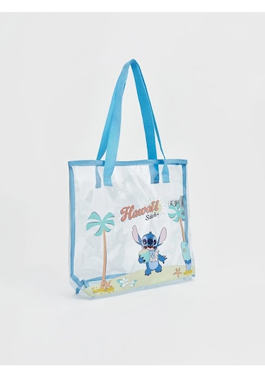 Lc Waikiki Mavi Stitch Baskılı Kız Çocuk Plaj Çantası