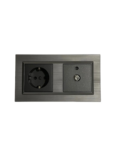 Asyagrup Ovivo Quantum Manyetik Gri İkili Set Priz - Uydu