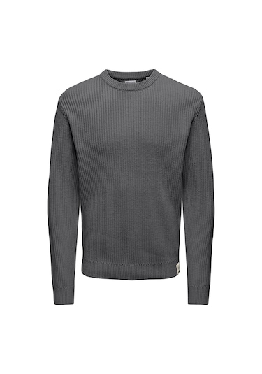 Only & Sons Erkek Onsfergal Bisiklet Yaka Uzun Kollu Örme Kazak 22030208 Gri Gri