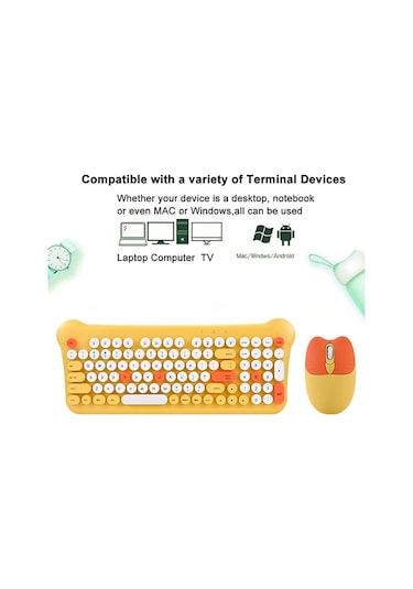 Qw05 Karışık Renk Taşınabilir 2.4g Kablosuz Klavye Mouse Seti Mavi