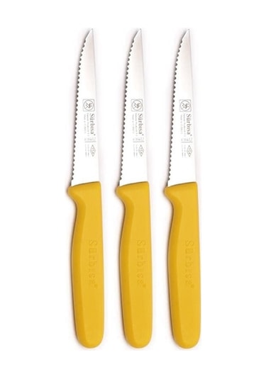 Sürbısa 3 Adet Sebze & Meyve Bıçağı Lazer Bilemeli Sarı 61004-lz Sarı