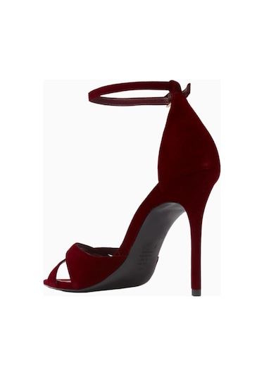 Schutz Strappy 100 Bordo Süet Crossover Bantlı, 100mm Ince Topuklu Lüks Sandalet