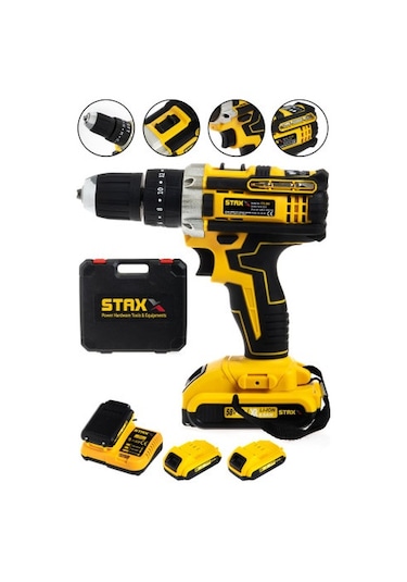 Staxx Power STX1080 58V 8AH Samsung Çift Akülü Darbeli Şarjlı Vidalama Maktap + 2 Adet Uç