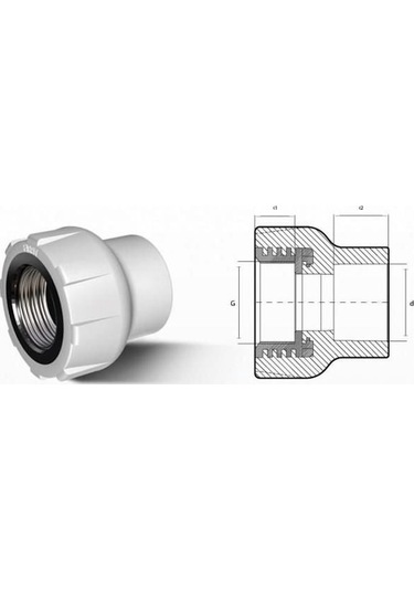Ege Yıldız Pprc 63x2 Dişi Adaptör Gri 1''