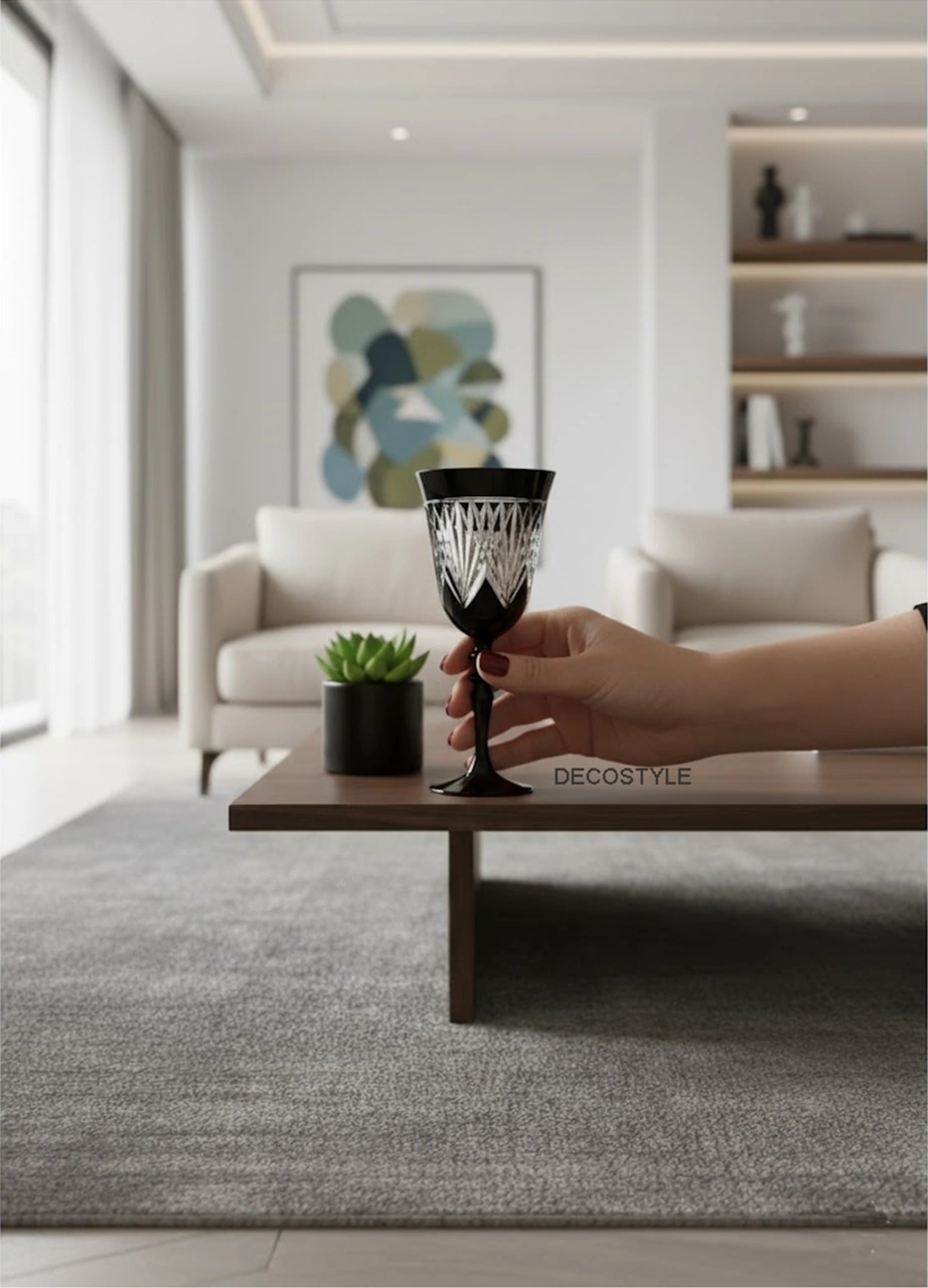 Bella El Dekoru Kristal Kesmesi Cam Kadeh Bardak Paşabahçe Siyah