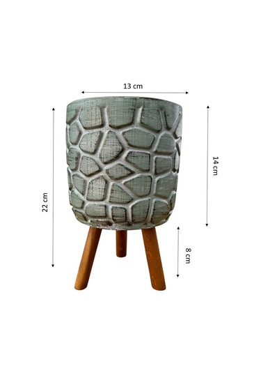 Bitki Tasarımı Ev Dekorasyon Yeşil Eskitme Taş Desen Beton Saksı Ayaklı Çiçeklik Saksılık