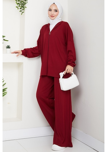 Kapüşonlu Oysho İkili Takım 1609 - Bordo Bordo
