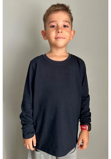 Breeze Erkek Çocuk Uzun Kollu Tişört Basic 5-14 Yaş, Lacivert Lacivert