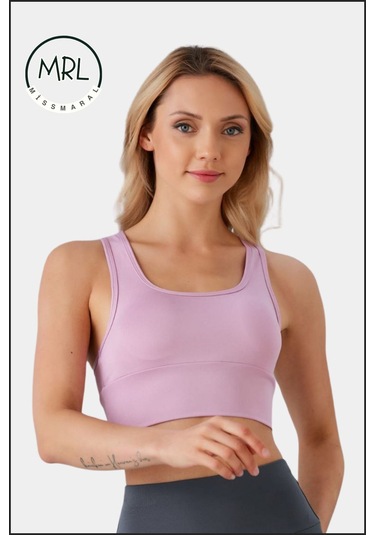 Kadın Lila Renk Sporcu Sütyeni Pedli Likralı Destekleyici Su Sporları Koşu Fitness Dans Sports Bra Lila