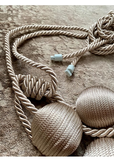 Modern Sarım 4 Toplu Braçol Kornişe Takmatik Ipli Tavan Perde Aksesuarı Vizon