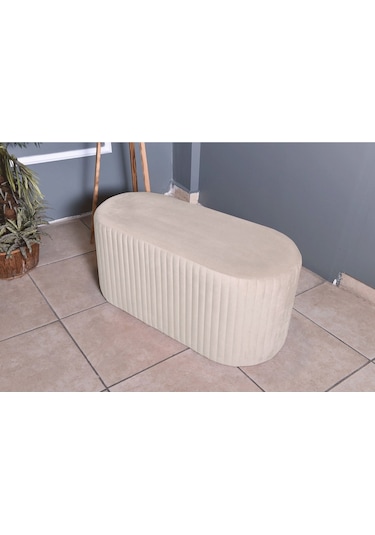 Velluto Lungo Puf-krem 90 Cm Kapitoneli Uzun&oval Puf&bench&koltuk&pofuduk Makyaj Puff