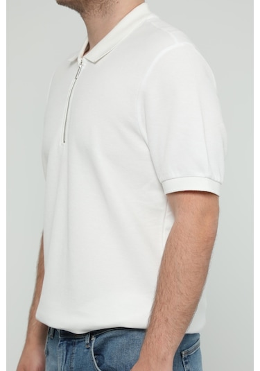 Hscstore Erkek Polo Yakalı Beyaz Tişört - 8428-beyaz Beyaz