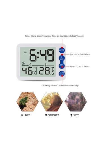 Pazly Dijital İç Mekan Termometre Ve Higrometre - Lcd Ekranlı, Konfor Göstergeli, Seçenekli