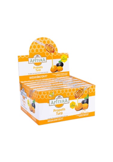 Apitera Doğal Bal, Turp, Kurkumin, C Vitamini Ve Propolis İçeren Takviye Edici 96 Lı Boğaz Pastili