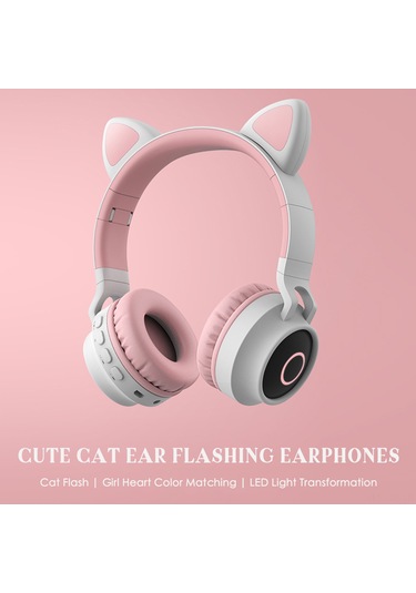 Singree "kablosuz Kulaklık: 7 Renkli Işık Efektli Kedi Kulaklı Bluetooth 5.3, Tf Kart Ve Fm Modu İle Müzik Keyfi"