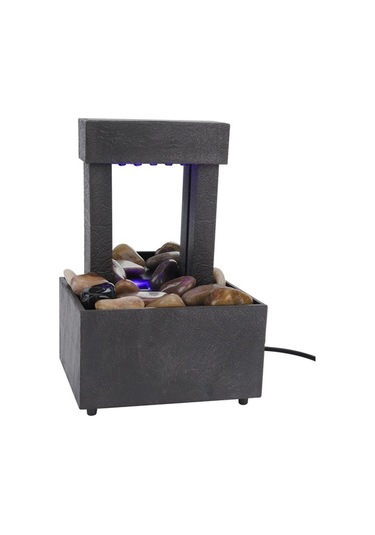 Pazly Usb Led Masaüstü Su Çeşmesi, Taş Dekorlu, Zen Ambiyans, Ofis & Ev Dekoru, Sakin Su Sesleri