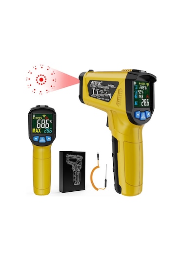 Mestek 800c El Kızılötesi Sıcaklık Ölçer Yüksek Hassasiyetli Endüstriyel Sıcaklık Nem Ölçer 12 Noktalı Lazer Konumlandırma İle Taşınabilir Termometre