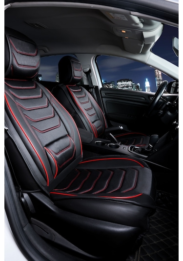 Kia Sportage Yeni Lüx Deri Oto Koltuk Kılıfı Ön Arka Takım Antalya Serisi Siyah Kırmızı