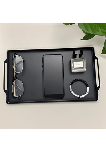 Willowhaven Yeşil Dekoratif Metal Tepsi Yaprak Desenli Dayanıklı İç Ve Dış Mekan Yeşil