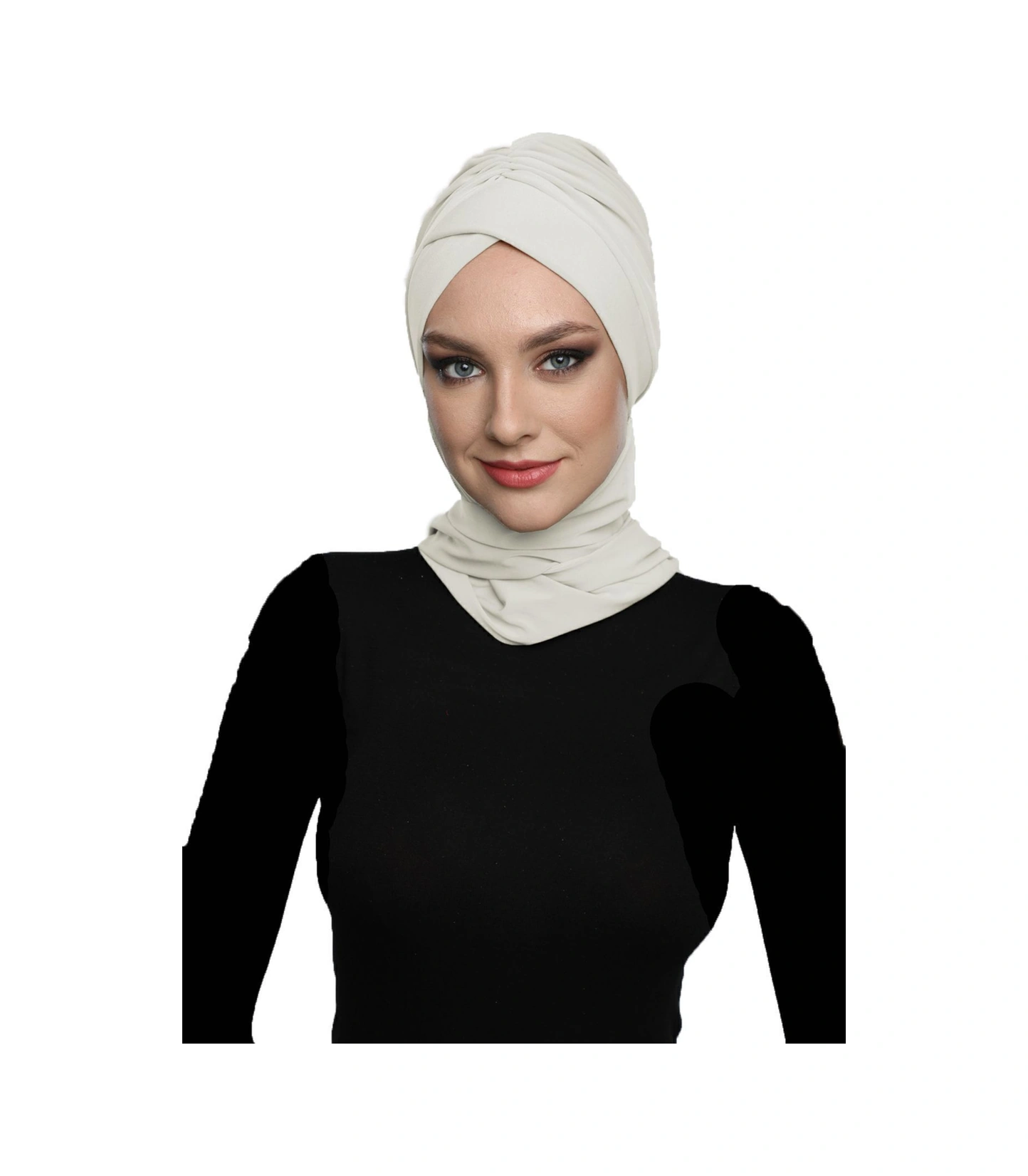 Kardelen Atkılı Astarlı Krem Hazır Türban Tesettür Havuz Ve Dış Bone Krem