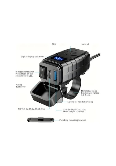 Motion003 Cs Motosiklet Usb Şarj Cihazı Qc3 0 Usb C 30w Usb A 18w Hızlı Şarj Telefon Gps A