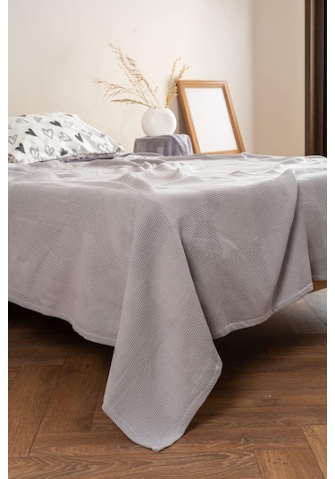 Soley Serenity %100 Pamuk 200 X 220 Cm Çift Kişilik Pike Gri