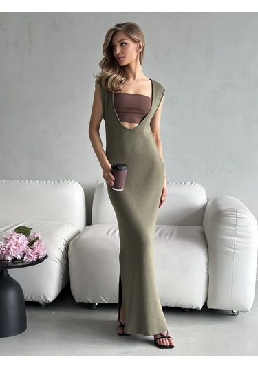 Soleya Açık Sırtlı Uzun Örgü Elbise 317943173