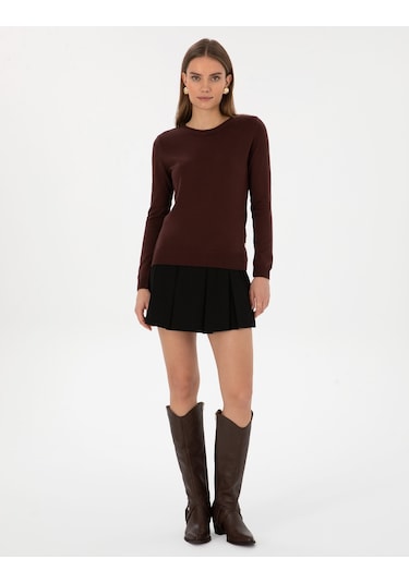 Pierre Cardin Kadın Kahverengi Kazak /triko 50315758-vr029 Kahverengi