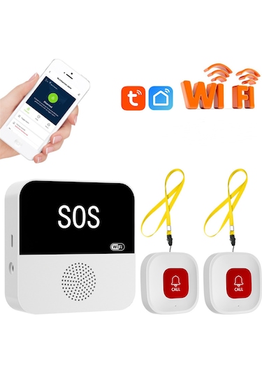 Mufunye Tuya Acil Sos Düğmesi Sos Yaşlı Çağrı Cihazı Wifi Ağ Geçidi Sesli Uyarıcı Bakıcı Çağrı Cihazı Yaşlı